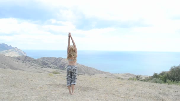 Woman sunbathing — Stock Video