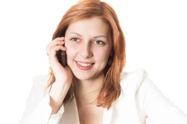 Mulher falando em um telefone — Fotografia de Stock