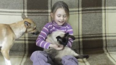 güzel kız ve Siyam kedisi