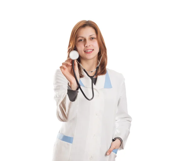 Attraente medico femminile con uno stetoscopio — Foto Stock
