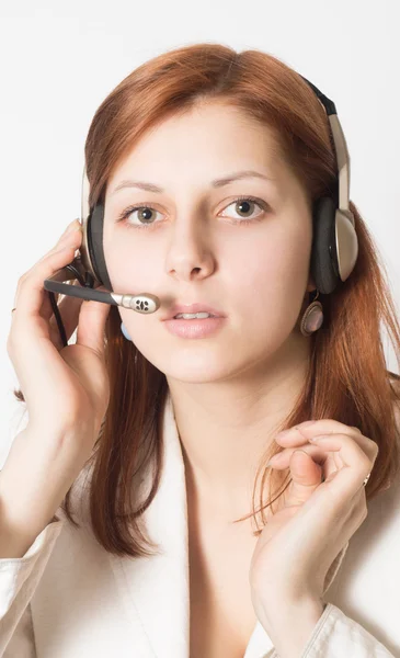 Ragazza operatore del servizio di supporto tecnico — Foto Stock