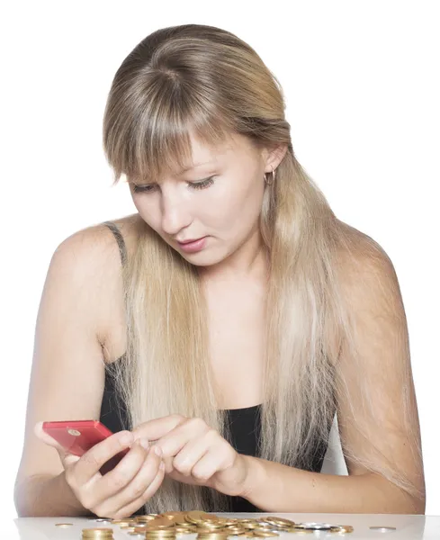 Girl counting money — Stock Photo, Image