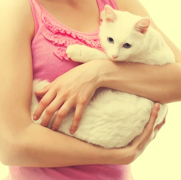 Woman holding cat — Stock Photo, Image