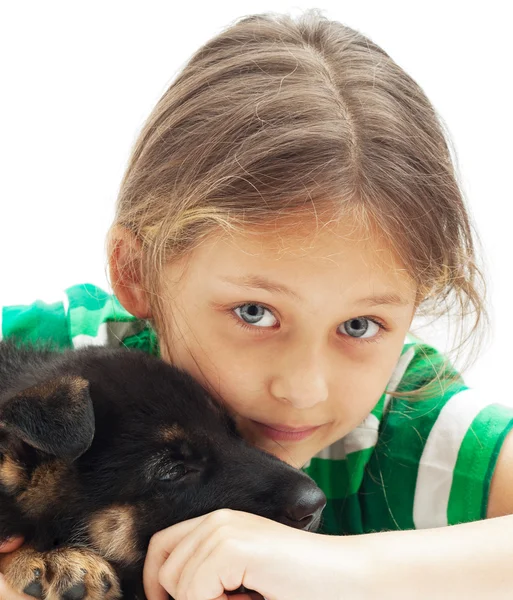 Mädchen und Welpen — Stockfoto