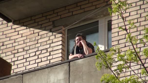 Man on the balcony — Stock Video