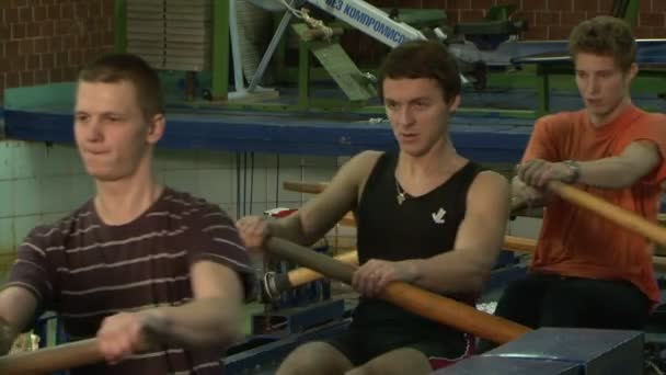 Rowing training — Stock Video