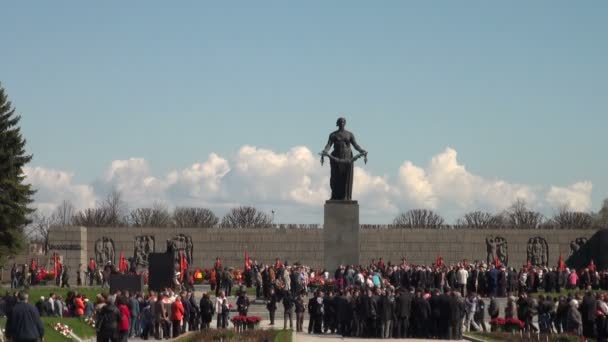 Laying wreaths at the monument — Stock Video