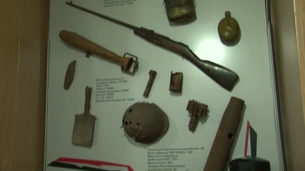 Het museum is een showcase met wapens — Stockvideo