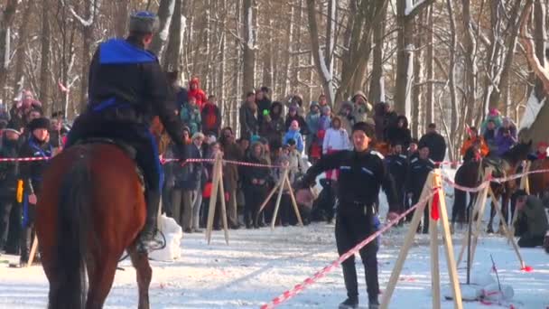 Cossacks on horses — Stock Video