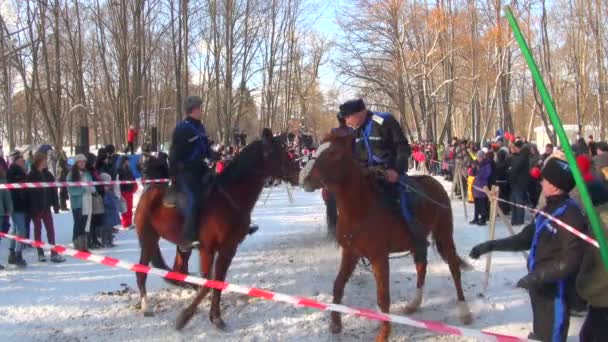 Cossacks on horses — Stock Video