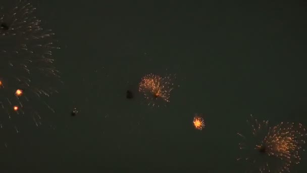 Fuegos artificiales en el cielo oscuro — Vídeo de stock