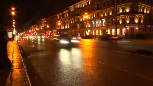 Ciudad calle noche — Vídeo de stock