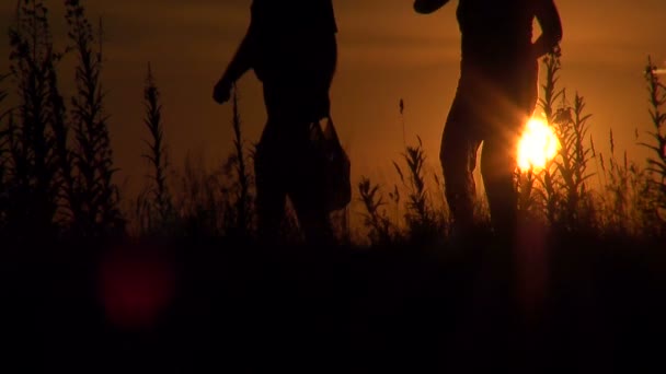 Puesta de sol sobre el lago — Vídeo de stock