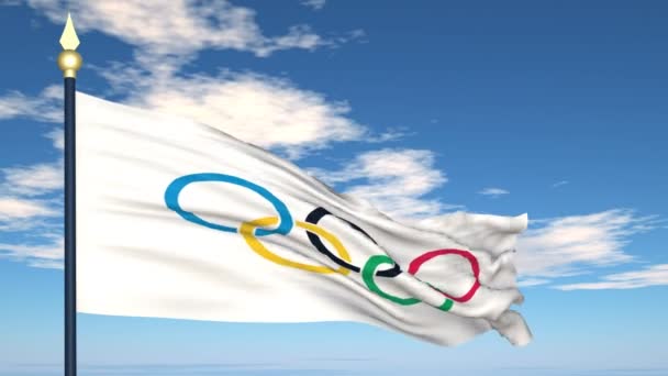 Vlag van Olympische spelen — Stockvideo