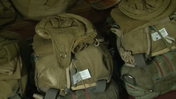 Packed parachutes — Stock Video