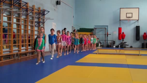 Rhythmic gymnastics training — Stock Video