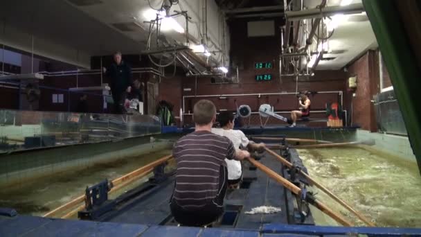 Simulator canoe rowing — Stock Video