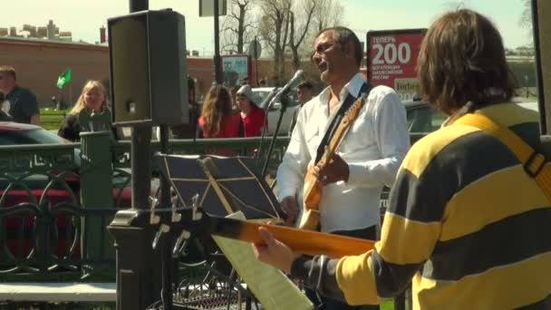 Soloist of the ensemble with a guitar — Stock Video