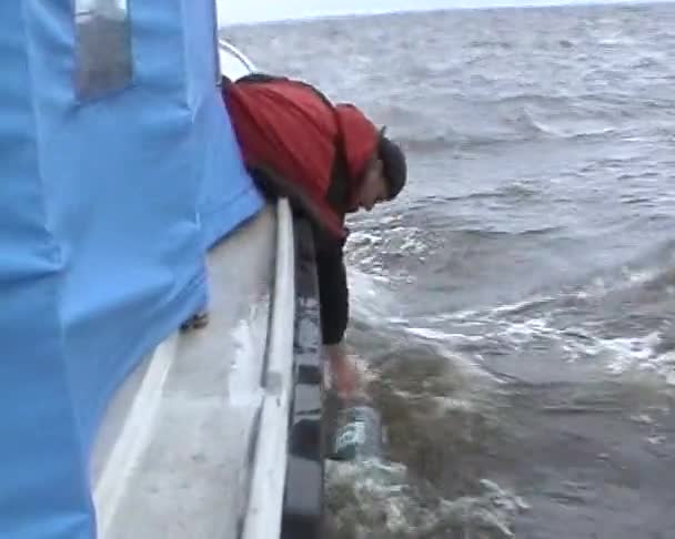 Boat on Lake Ladoga — Stock Video