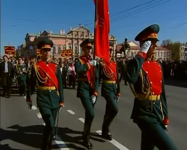 Desfile no dia da vitória — Vídeo de Stock