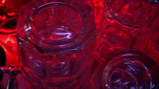 Glasses on the bar — Stock Video