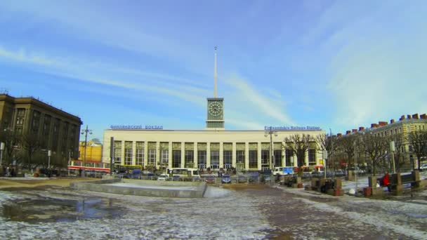 Финляндский вокзал в Санкт-Петербурге — стоковое видео