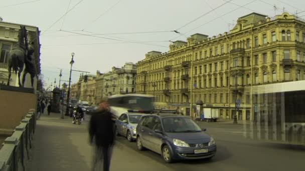 Ponte Anichkov em São Petersburgo — Vídeo de Stock
