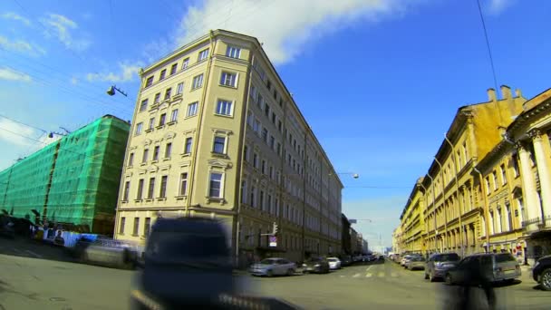 Facade of an old building in St. Petersburg — Stock Video