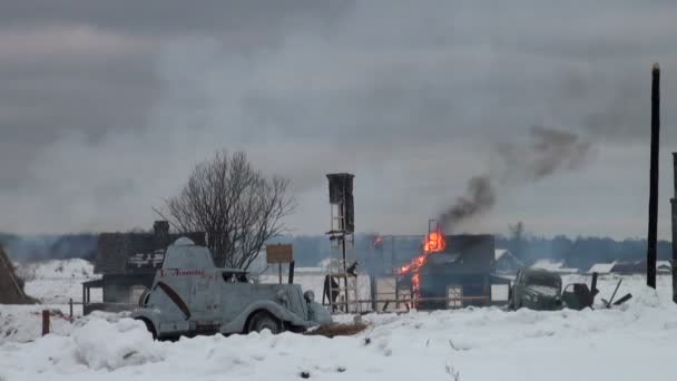 Sovjetiska soldater i krig på leningrad — Stockvideo