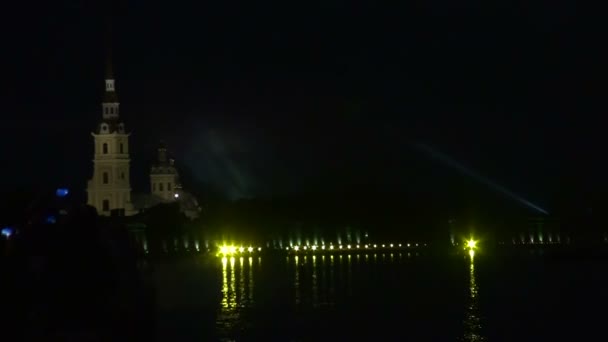 Péter és Paul erőd éjszaka, St. Petersburg, Oroszország — Stock videók