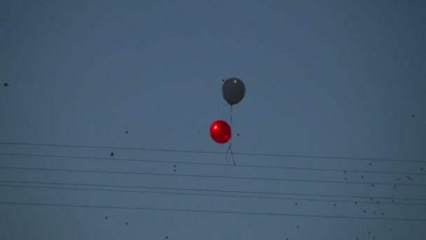 Ballons verfangen sich im Draht — Stockvideo