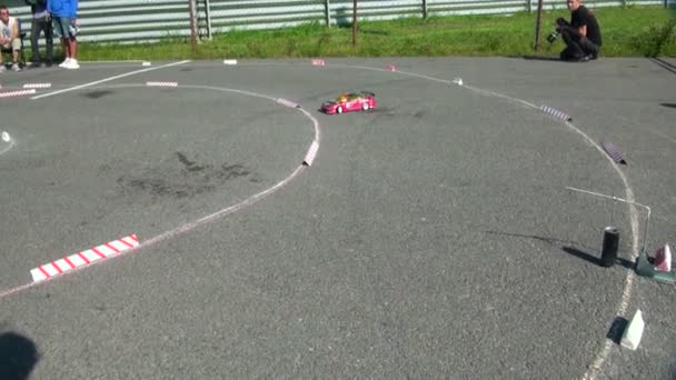 Mini Cars racing on track — Stock Video