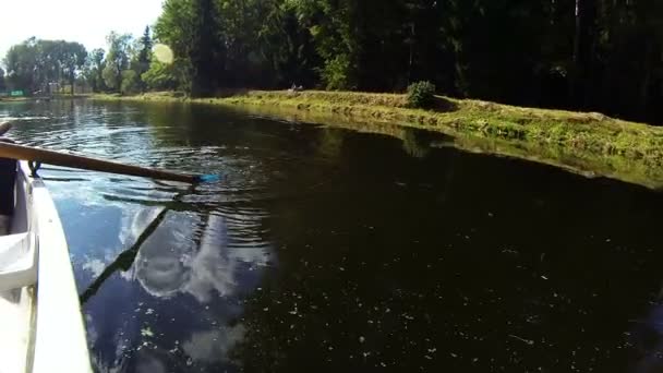Lapát-evezés a vízben — Stock videók