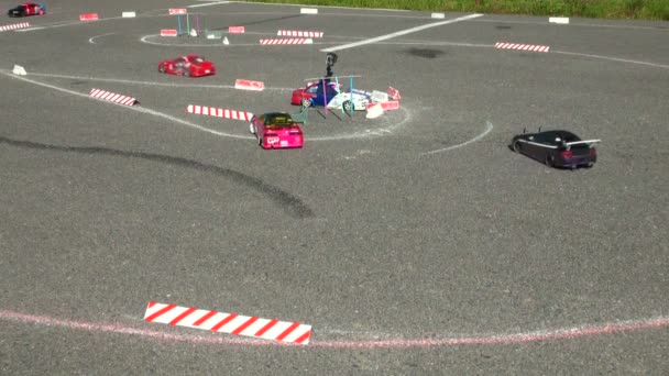 Mini Cars racing on track — Stock Video