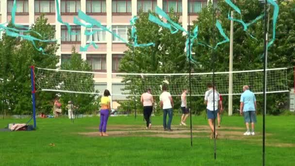 Volleyball on the grass — Stock Video