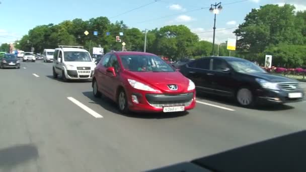 Het meisje besturen van de auto — Stockvideo