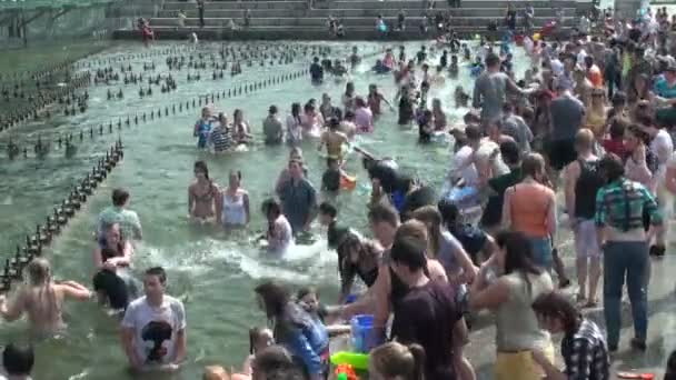 Swimming in panties in fountain — 8