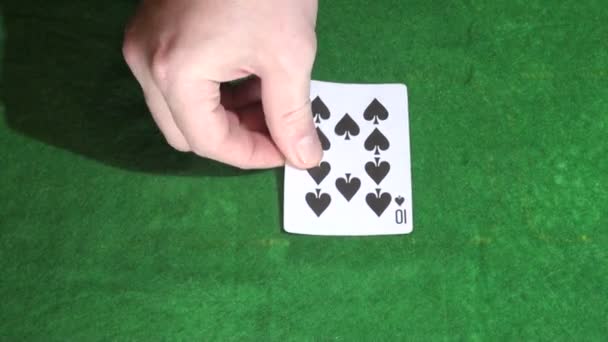 Cards on the green cloth — Stock Video