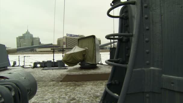 Hajó fedélzetén a cruiser aurora 2.7k. — Stock videók