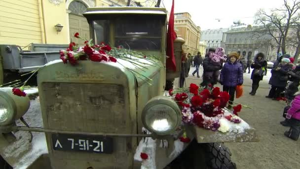 軍用トラック、レニングラード封鎖 — ストック動画