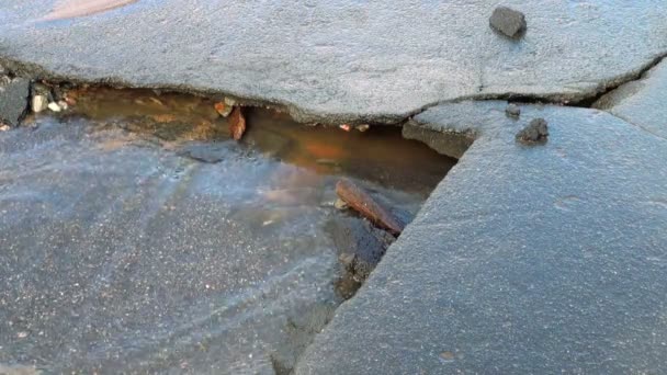Agua bajo el asfalto — Vídeo de stock