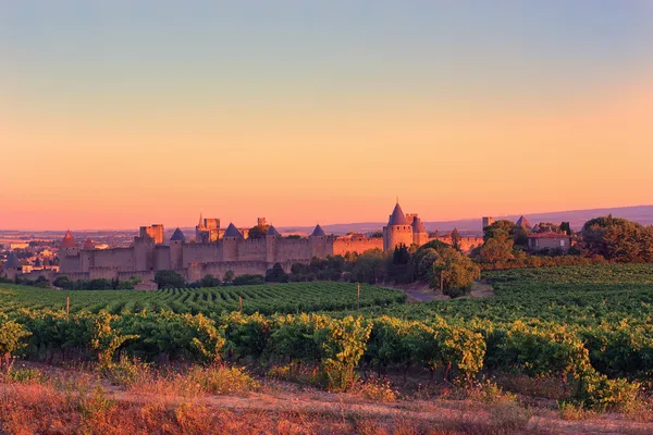 Carcassonne bij zonsopgang — Stockfoto