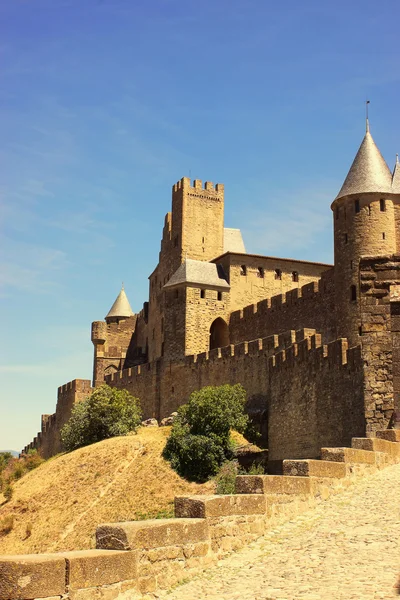 Otoczone murami twierdzy carcassonne, Francja — Zdjęcie stockowe