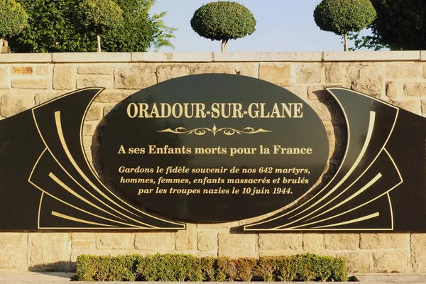Oradour Sur Glane Memorial to the 642 who died. — Stock Photo, Image