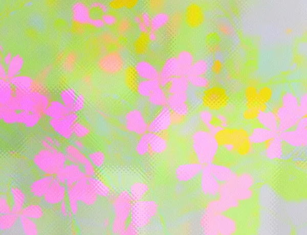 Gröna textur med rosa blommor — Stockfoto