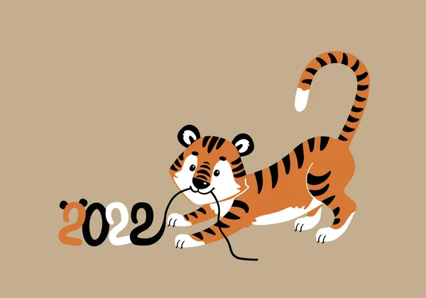Vector Ilustración Animal Joven Tigre Símbolo Del Año Nuevo — Vector de stock