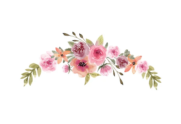 Grinalda Quadro Com Delicadas Flores Aquarela Multicoloridas Pintados Mão — Fotografia de Stock