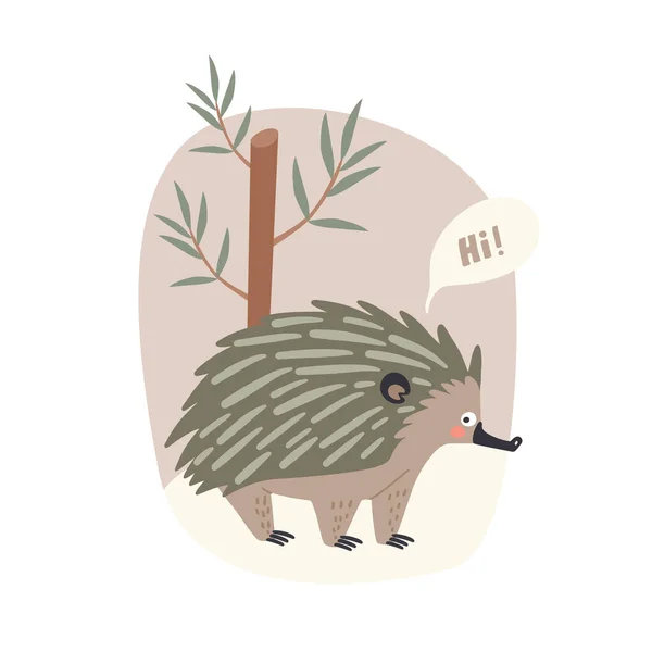 Niedliches Tier Australische Echidna Mit Hintergrund Vektorillustration Cartoon Stil Für — Stockvektor