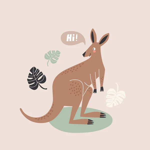 Lindo Animal Canguro Australiano Ilustración Vectorial Estilo Dibujos Animados Para — Archivo Imágenes Vectoriales