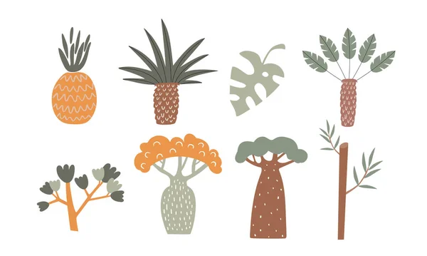 Vektor Illustrationen Von Bäumen Und Pflanzen Isoliert Auf Weißem Hintergrund — Stockvektor